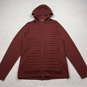 Icebreaker ZoneKnit Insulated Hoodie Mens Medium Burgundy 100% Wool Zip Jacket**